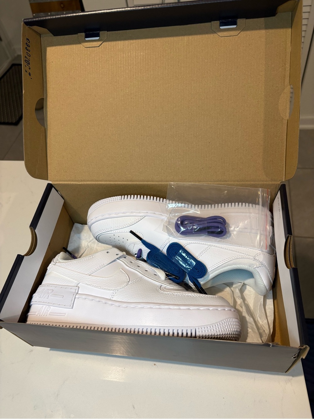 Nike W AF1 Shadow White white with extra laces new in box size 7.5 women’s